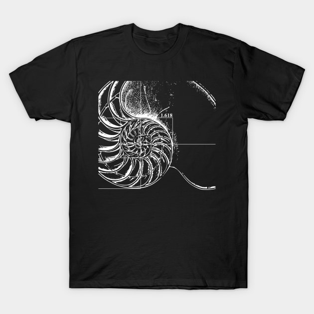 Fibonacci on a nautilus shell T-Shirt by funmaths